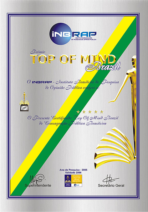 Certificado Top Of Mind Brazil - 2005/2006